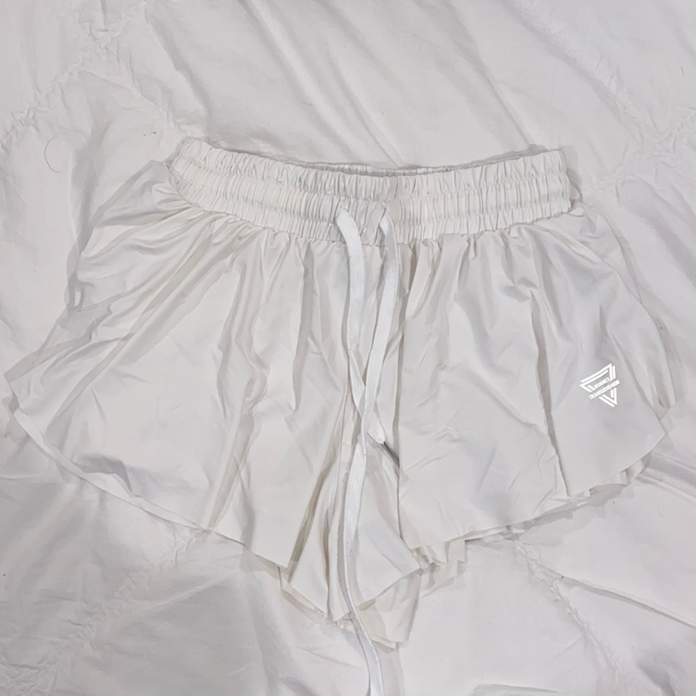 flowy white athletic shorts